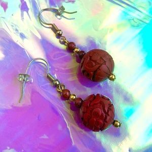 Carved coral earrings